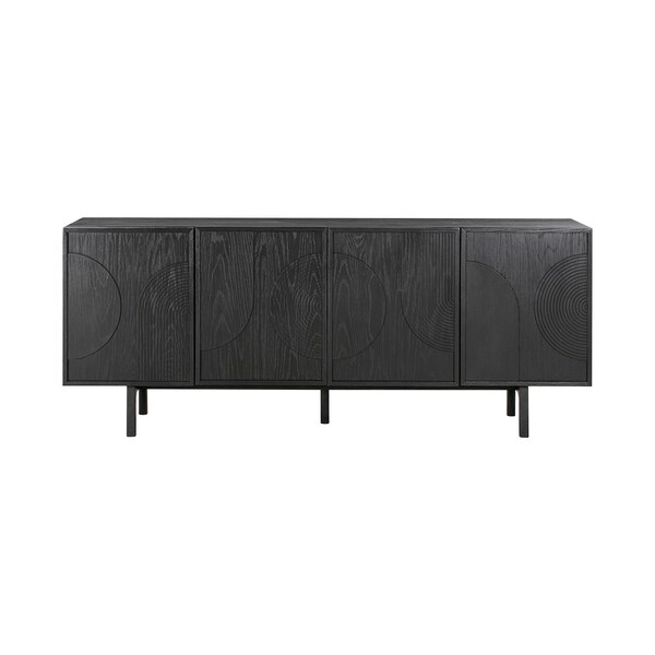 Armen Living Holland 4 Door Sideboard Buffet in Black Brushed Oak Wood LCHNBUBLK - main